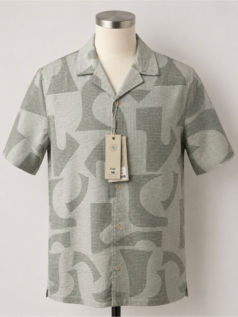 NWT Folk British Designer Sage Shirt M 100% Cotton